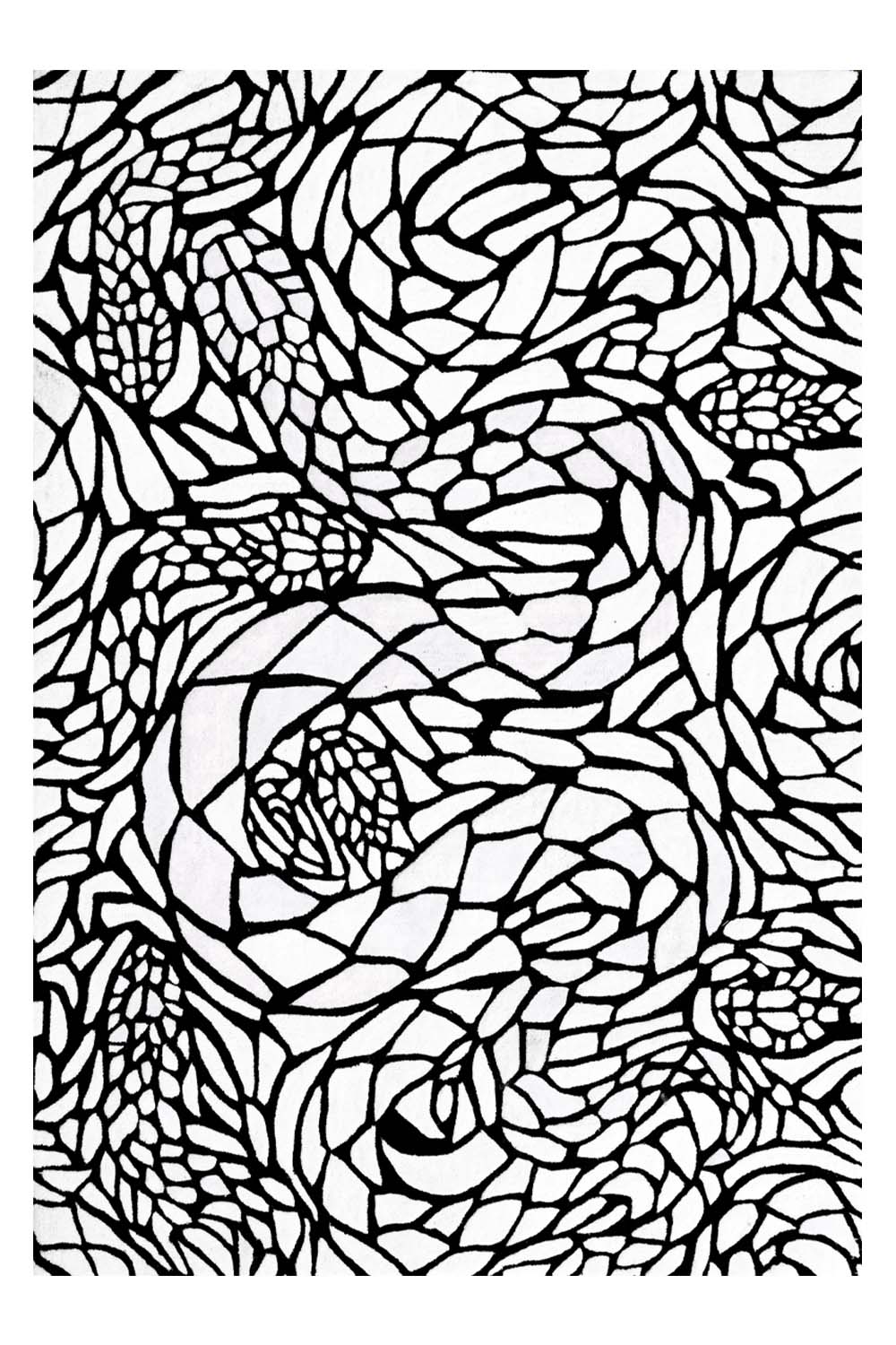 Serpent Black & White NZ Wool 5.5x4 feet Rectangle Rug - I MEAN DESIGN