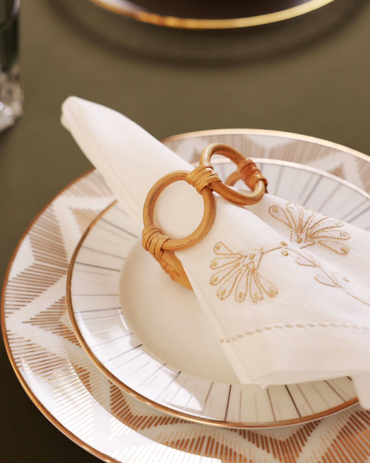 Rattan Napkin Ring Set of 4