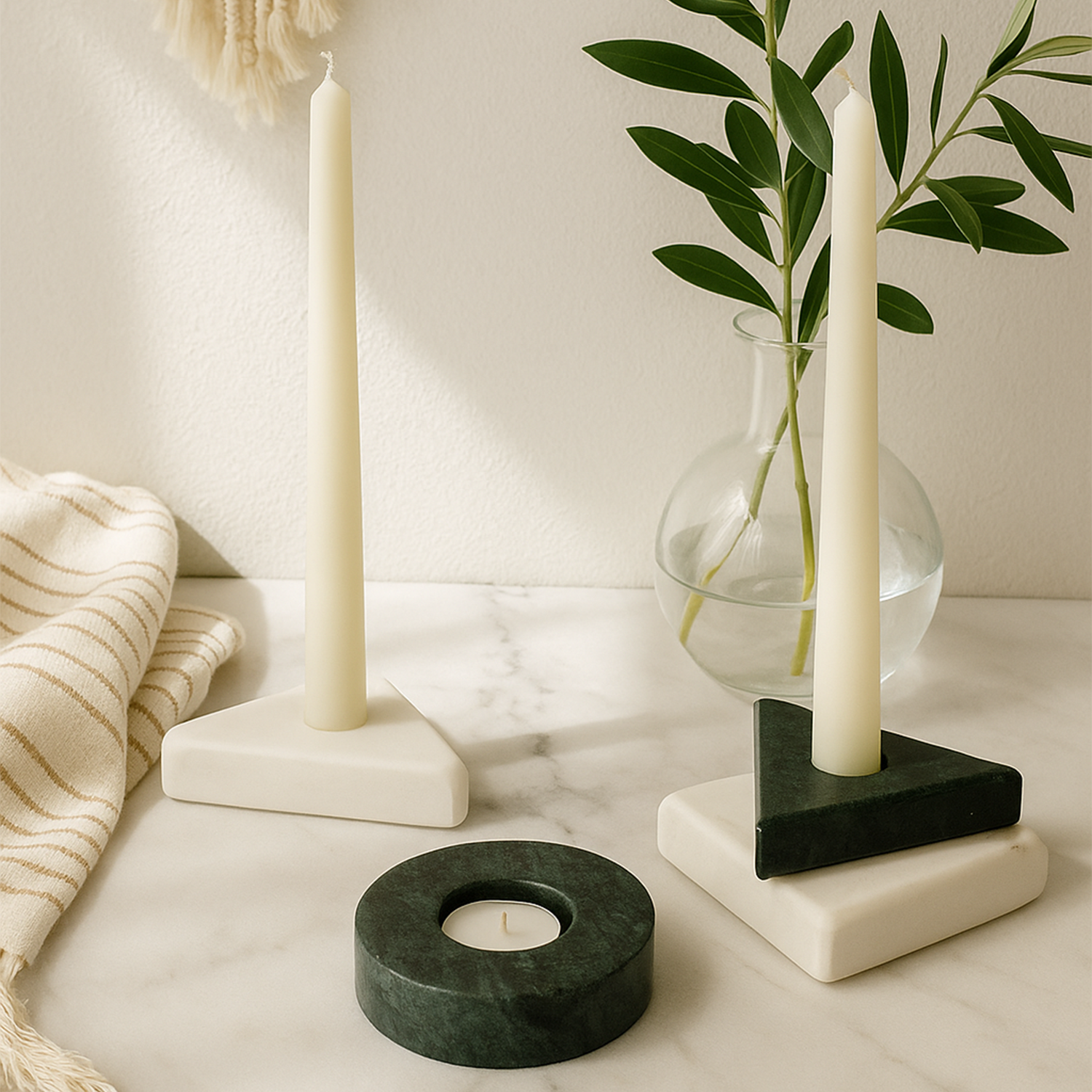 Triangle Marble Candle Holder