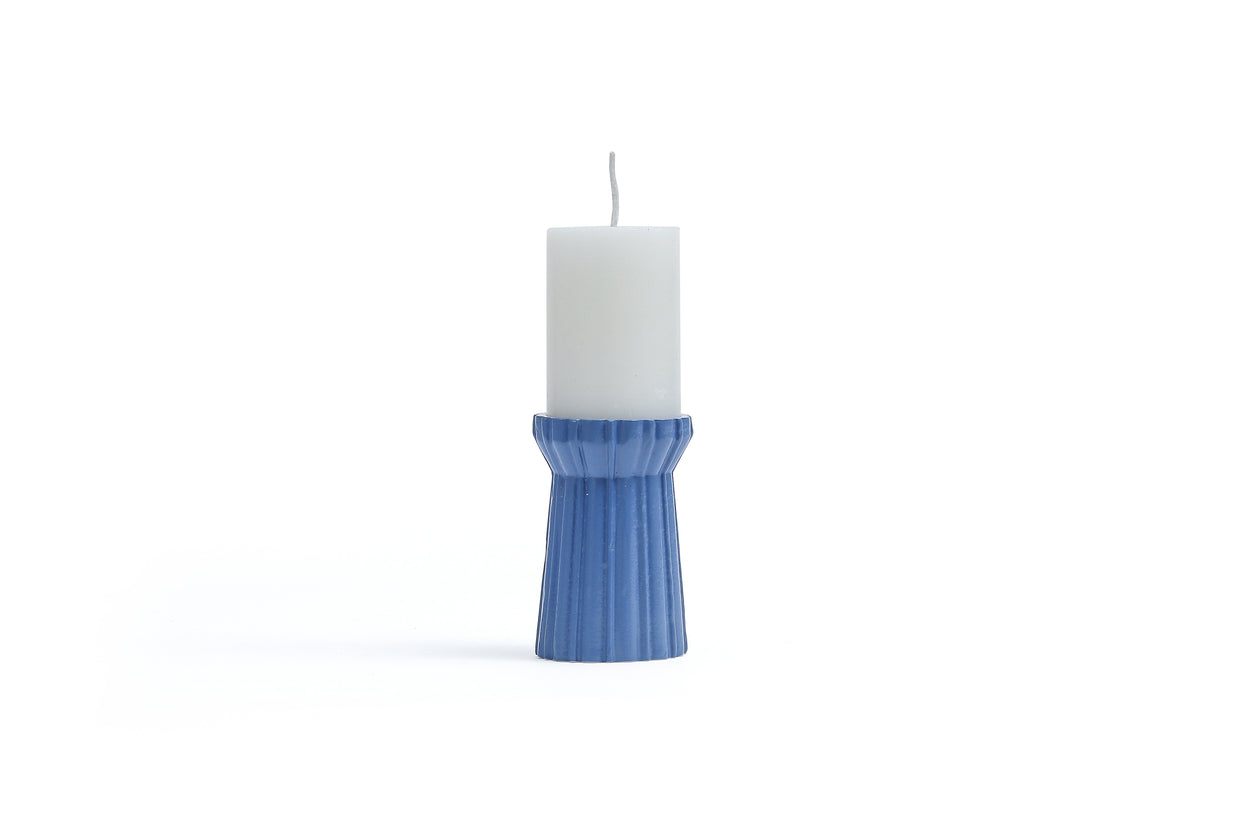Qutub  azure blue candle stand - S