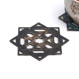 Mantra Coasters - brown verdigris set of 2