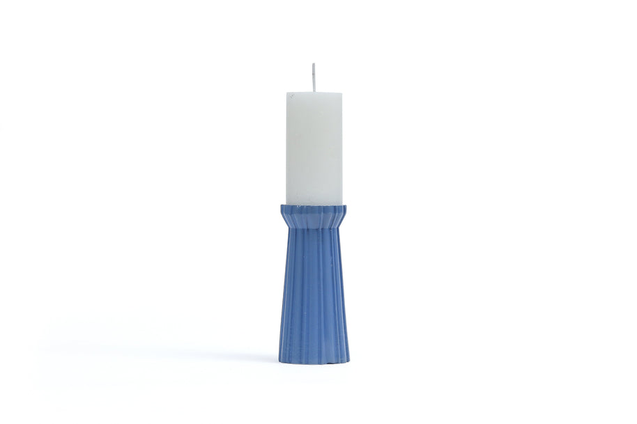Qutub  Azure Blue Candle Stand - L - I MEAN DESIGN