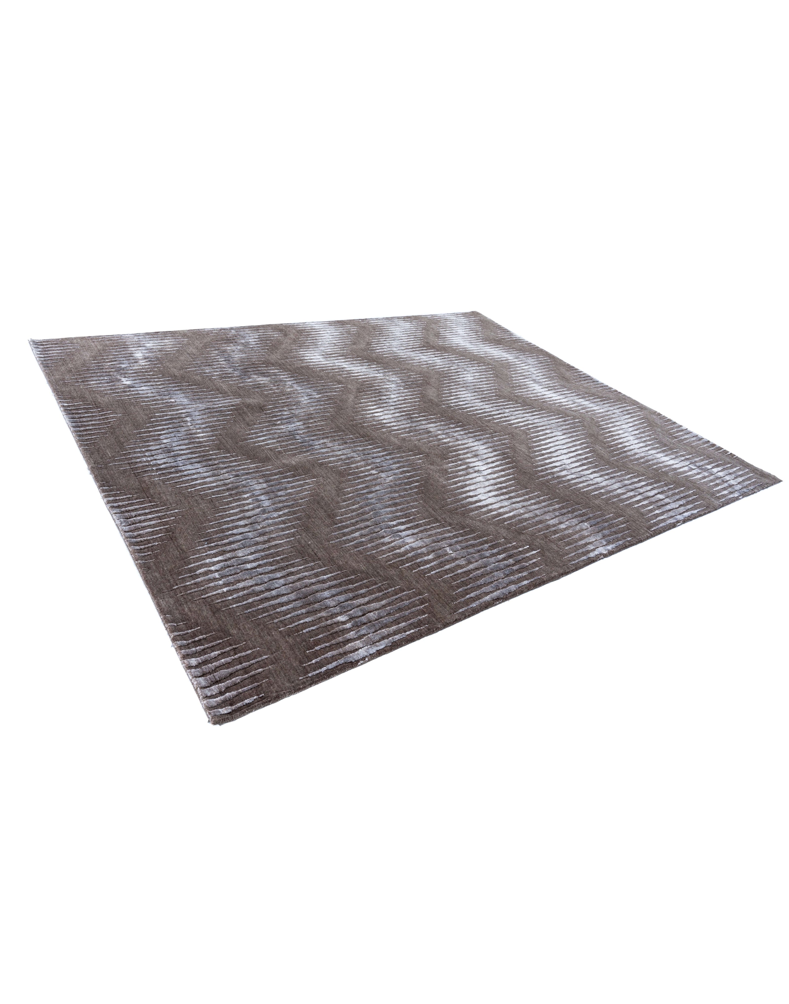 B E R N I N I luxury handmade rug by Cherom, New Zealand wool, modern design in neutral tones.