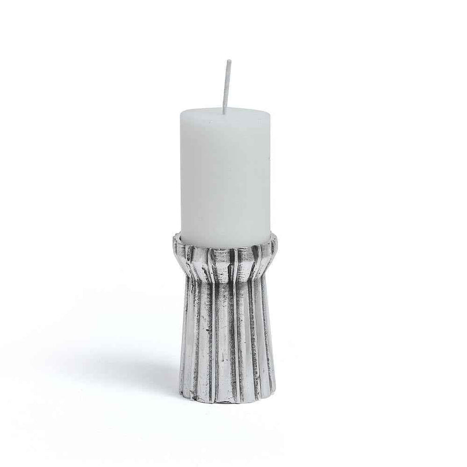 Qutub Silver Candle Stand - S