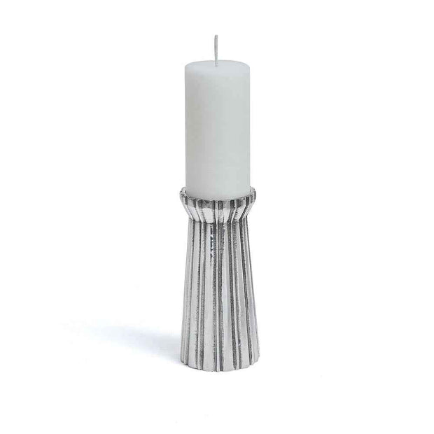 Qutub Silver Candle Stand - L