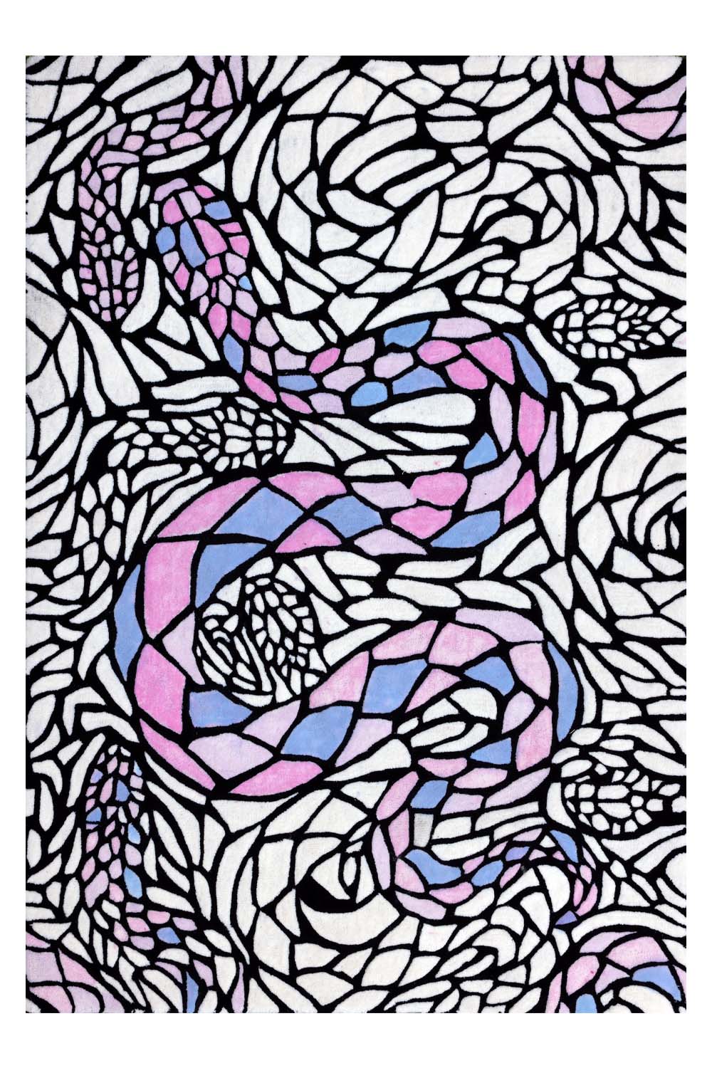 Serpent Black & White NZ Wool 5.5x4 feet Rectangle Rug - I MEAN DESIGN