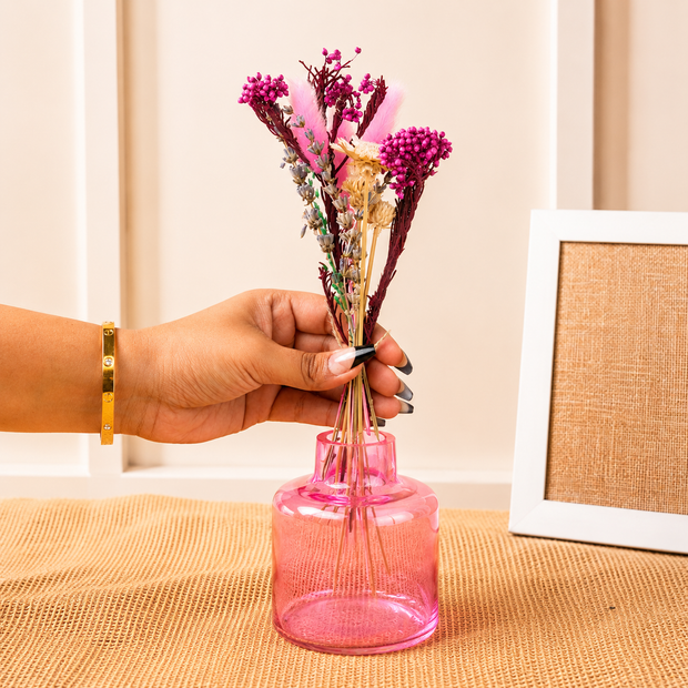 Blush Bloom Pink Vase with Dried Flowers | Decorative Home Décor Vase - https://artecasa.in/