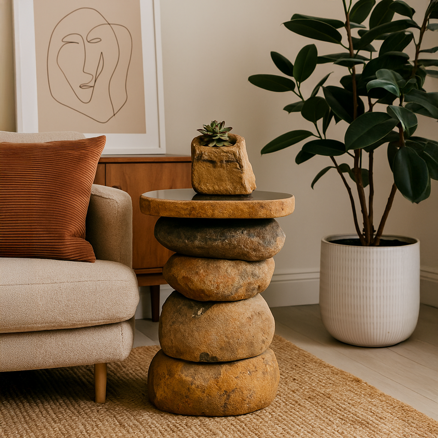 Stacked Boulder Side Table