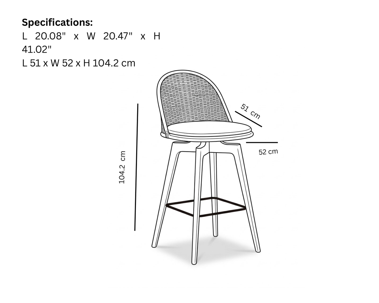Oka Rattan Swivel Bar Stool