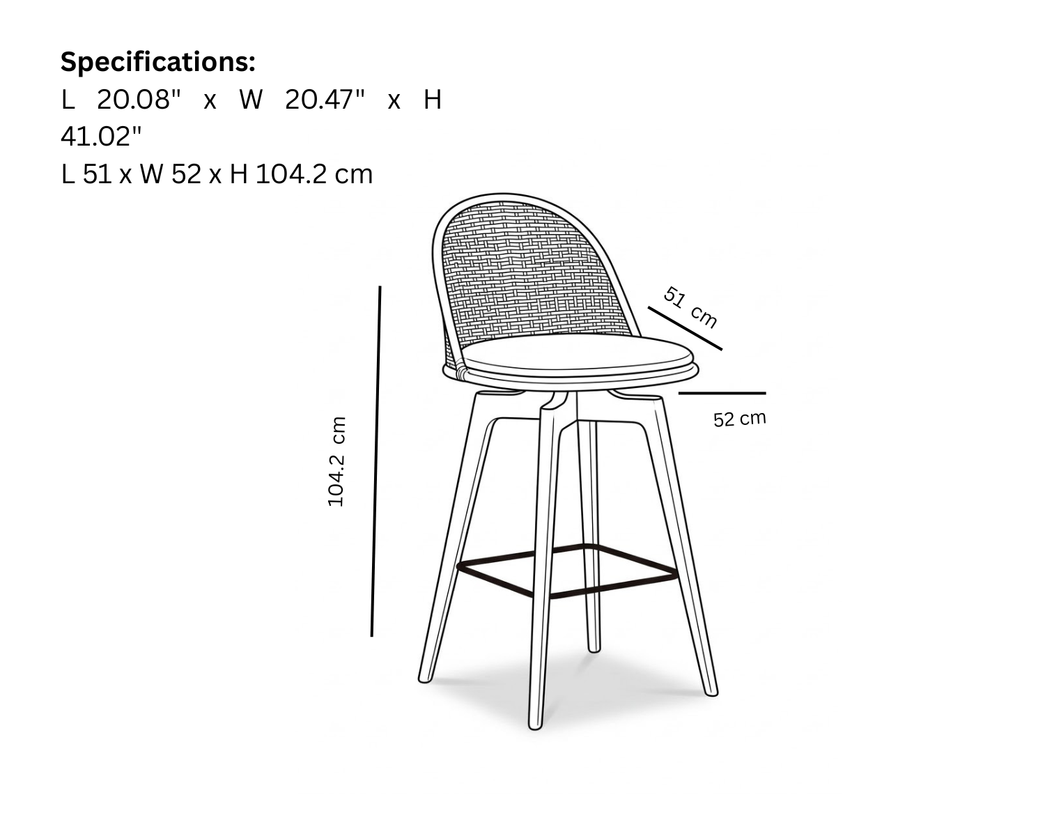 Oka Rattan Swivel Bar Stool