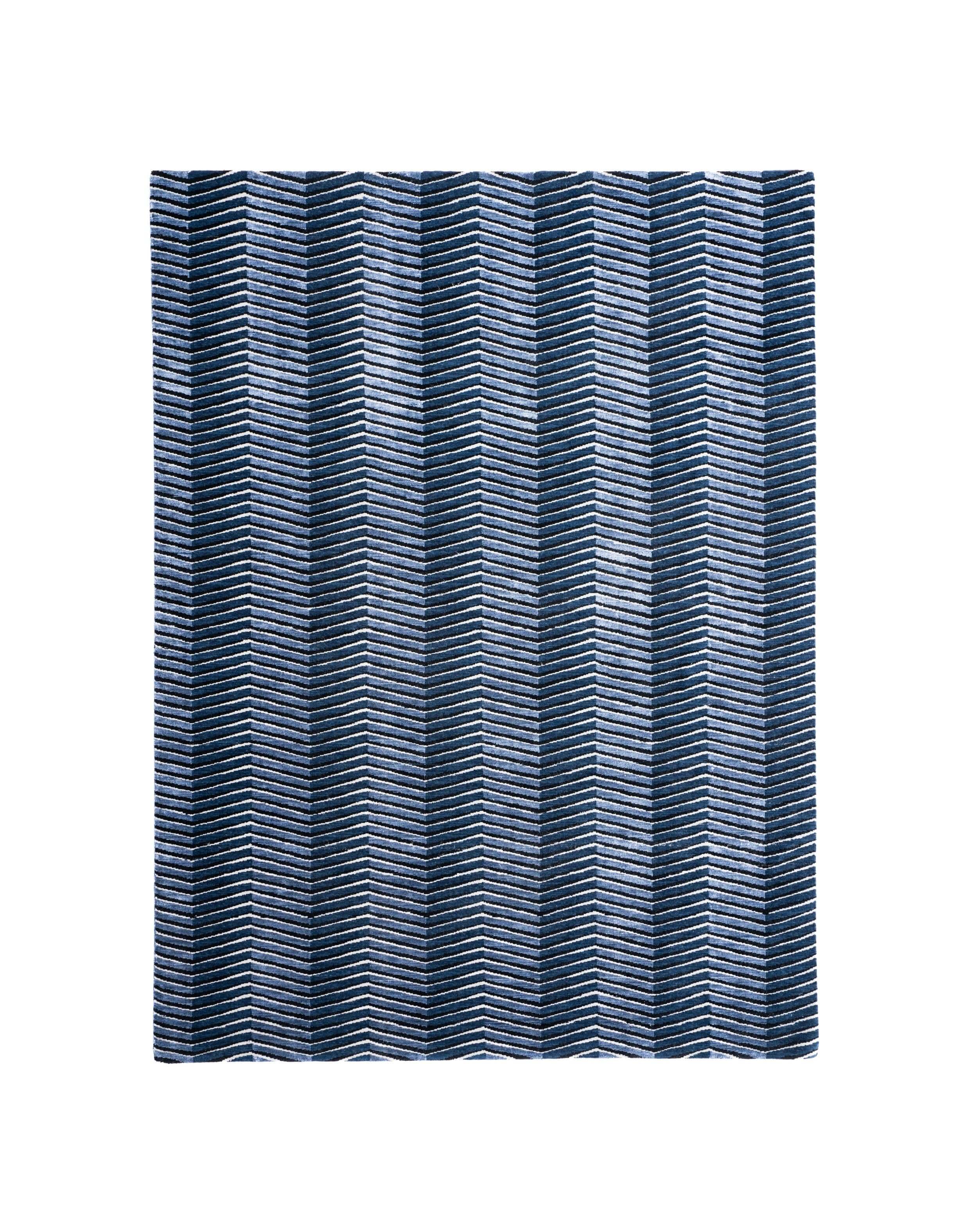 E L L I P S E luxury handmade rug by Cherom, navy New Zealand wool, contemporary design.