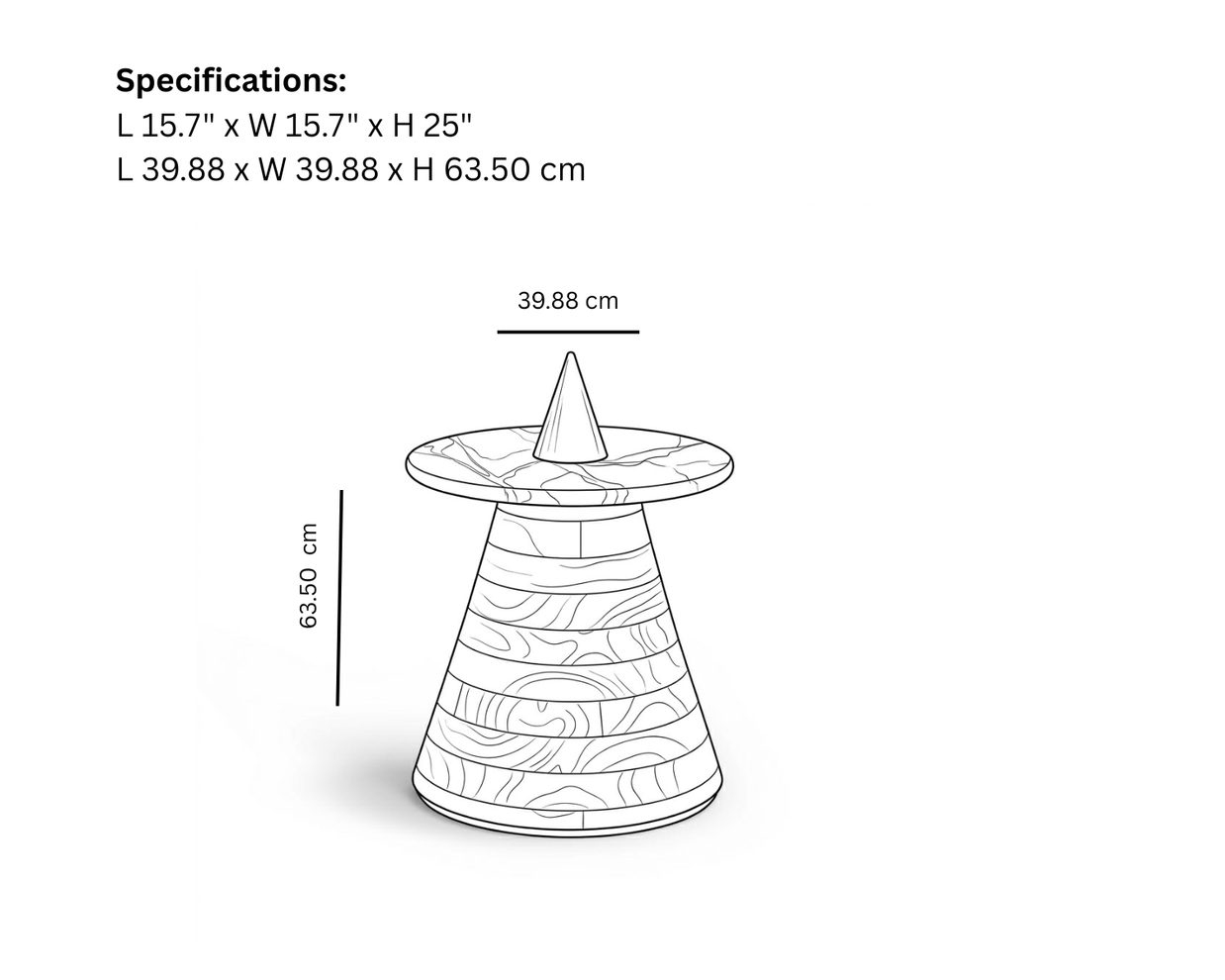 Pyramid table - Statuario