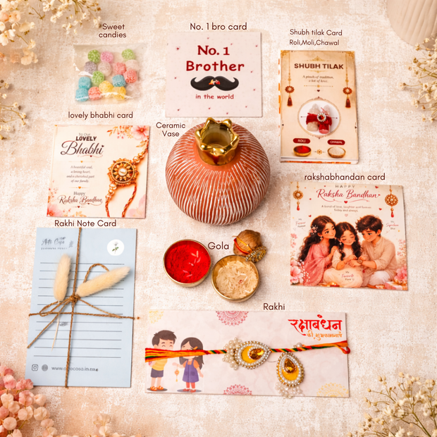 Artecasa Pink Pomegranate Rakhi Gift Hamper | Premium Bhai Bhabhi Raksha Bandhan Gift Hamper - https://artecasa.in/