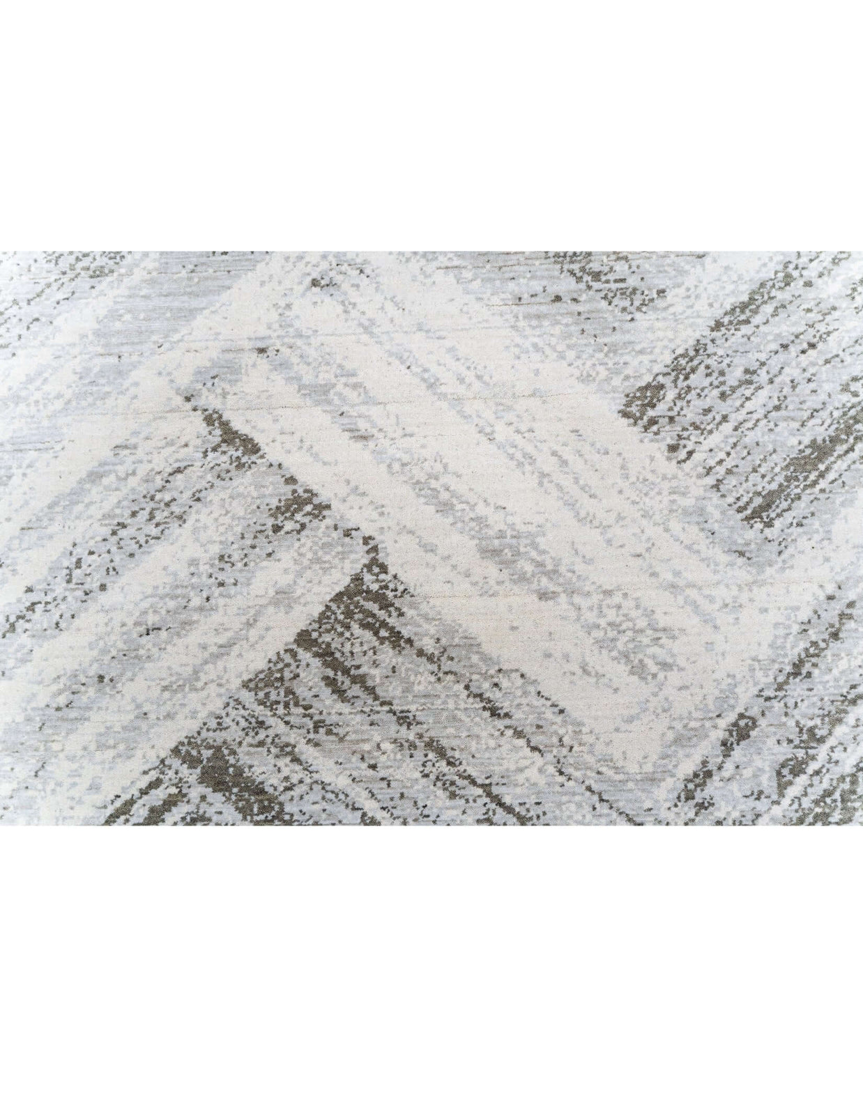 L A N V I N luxury handmade rug by Cherom in soft gray New Zealand wool, modern contemporary design.