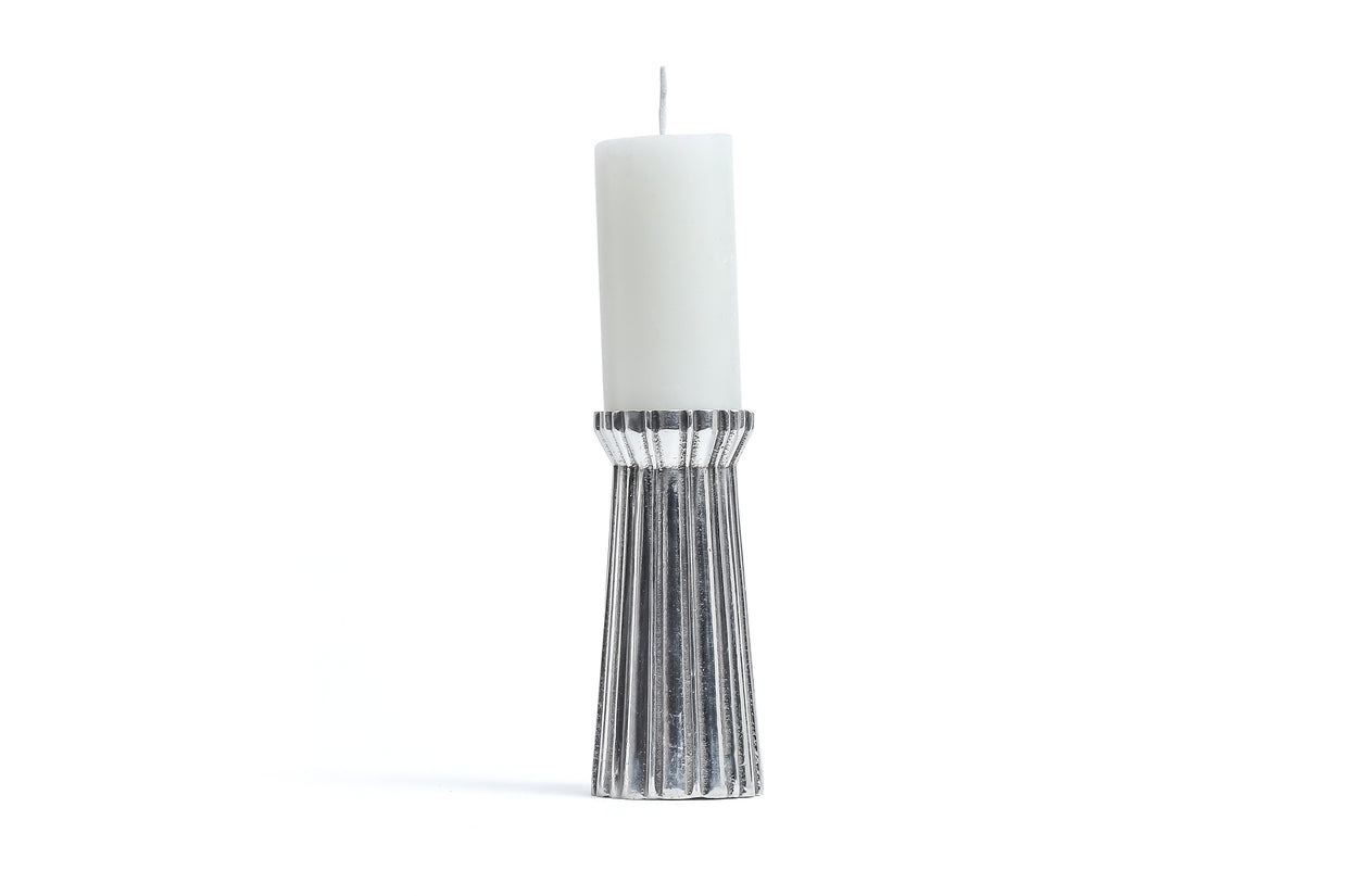 Qutub Silver Candle Stand - L