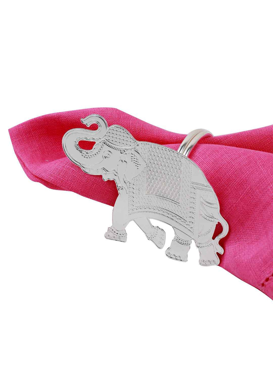 Gilded Heritage Elephant Napkin Ring Set of 4