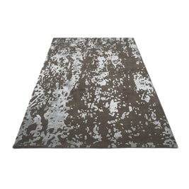 I R V I N G luxury handmade rug by Cherom, brown and silver, New Zealand wool, modern design.