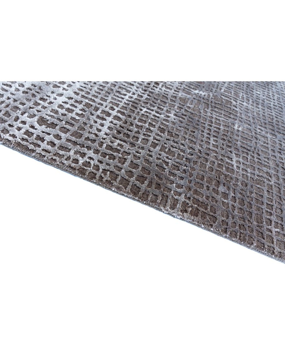 M A R C O luxury handmade rug by Cherom in brown New Zealand wool and bamboo silk.