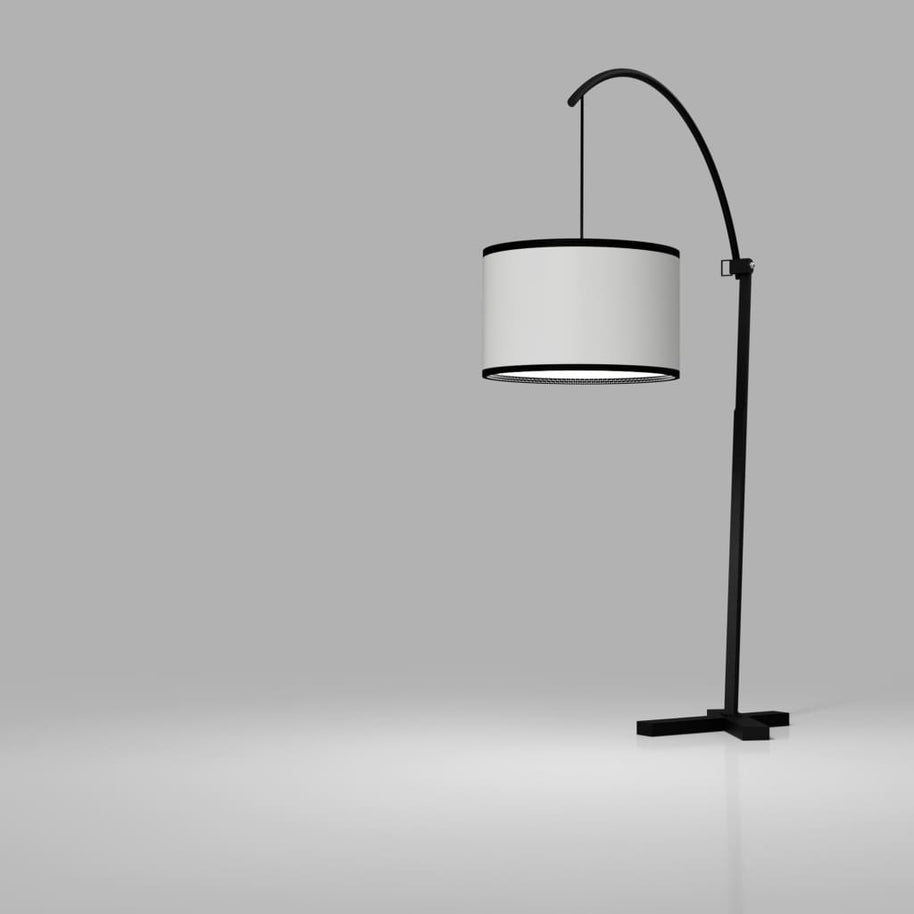 5th Avenue Curved-Arm Black Floor Lamp - The Black Steel