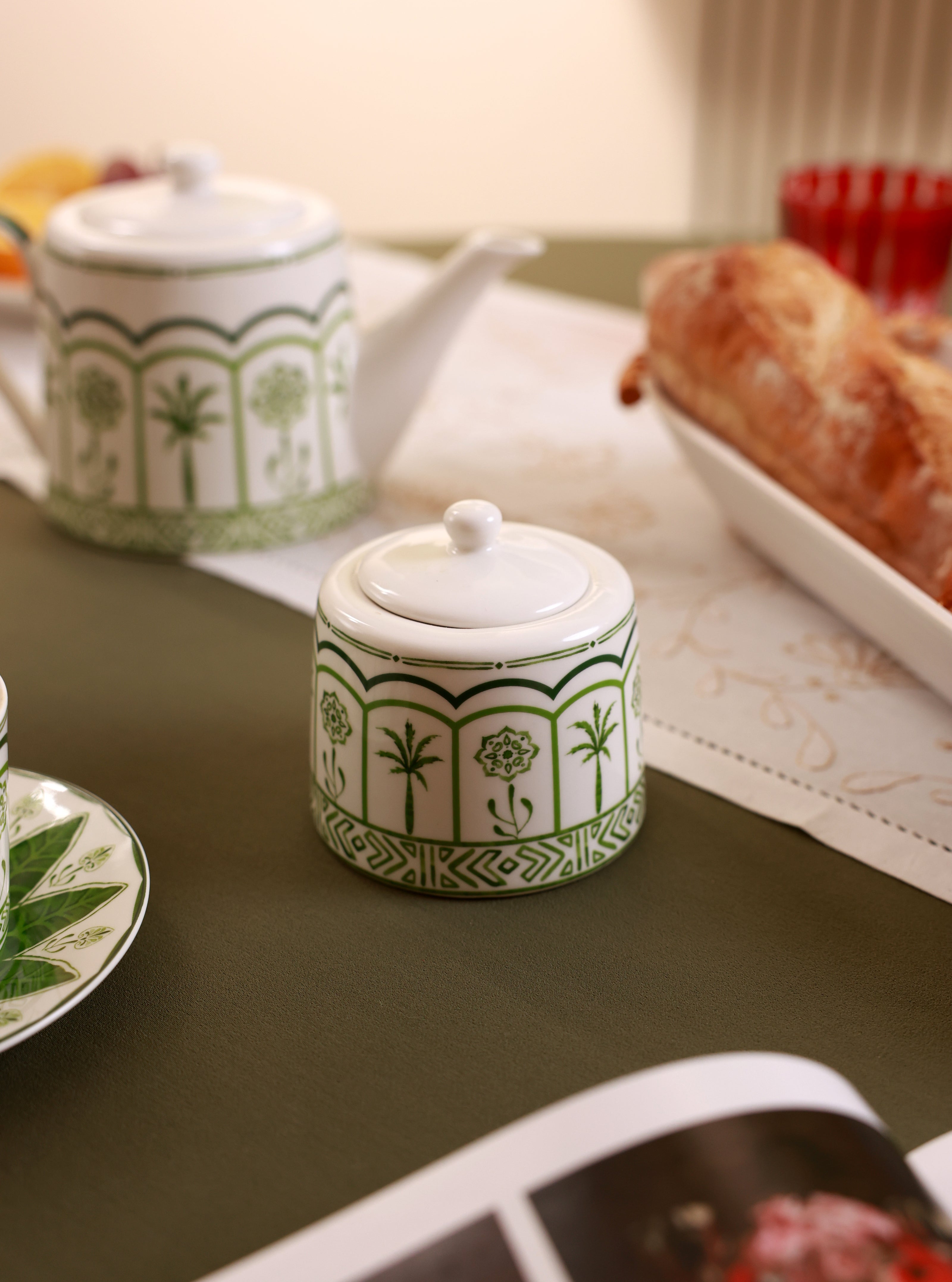 Green Lush Sugar Pot