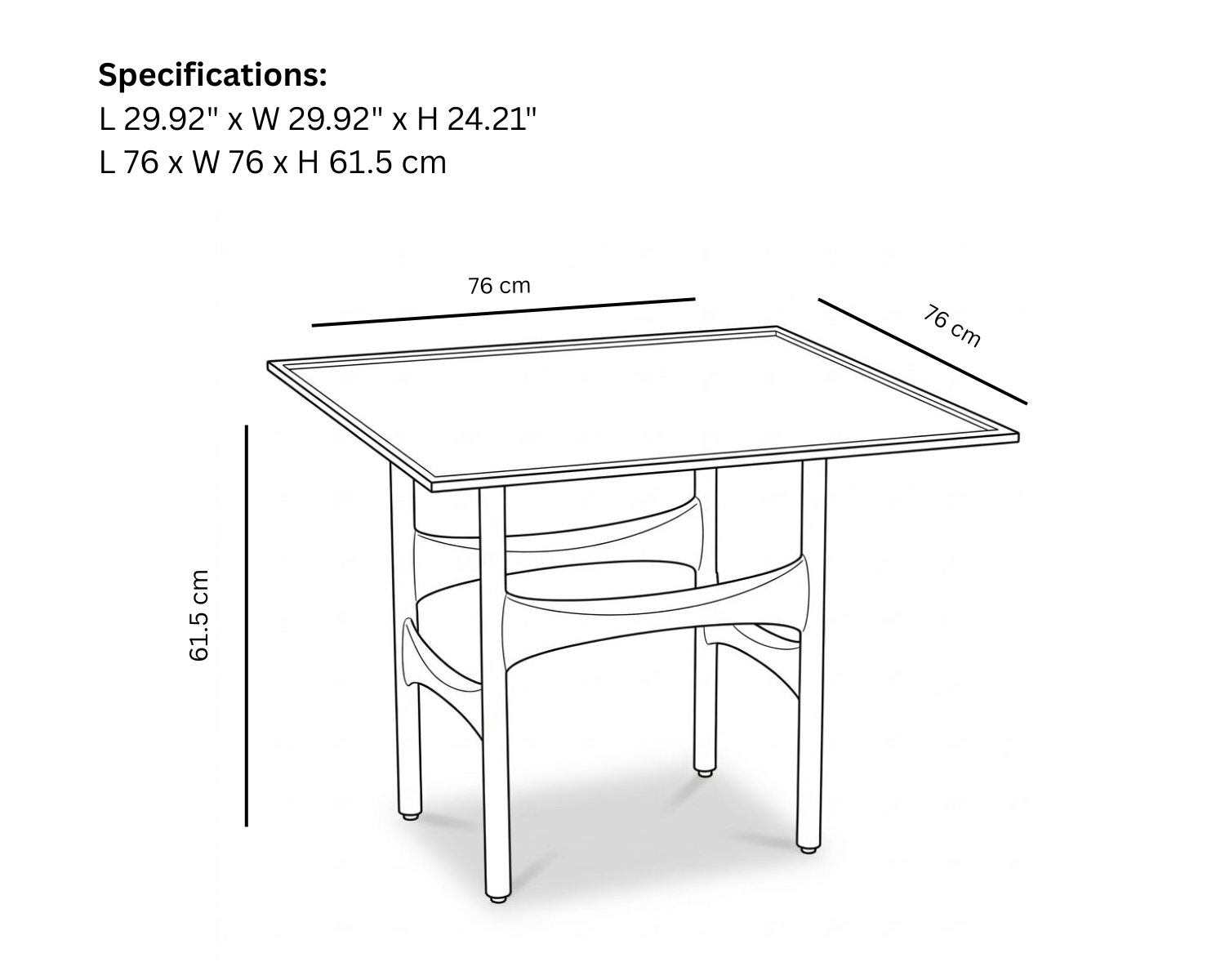 Link Side Table Square 24'' Without Glass Top