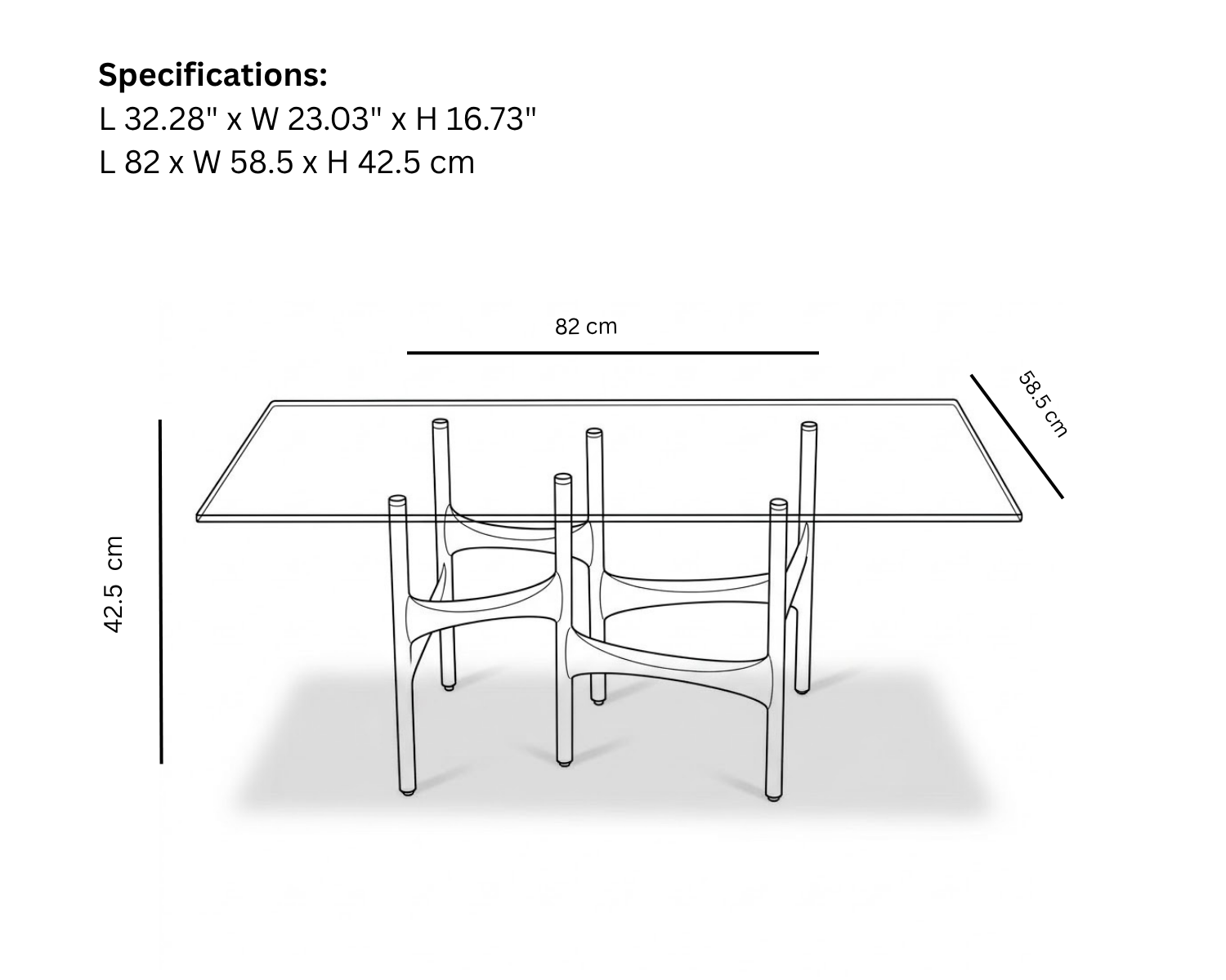 Link Side Table Rectangular 24'' Without Glass Top