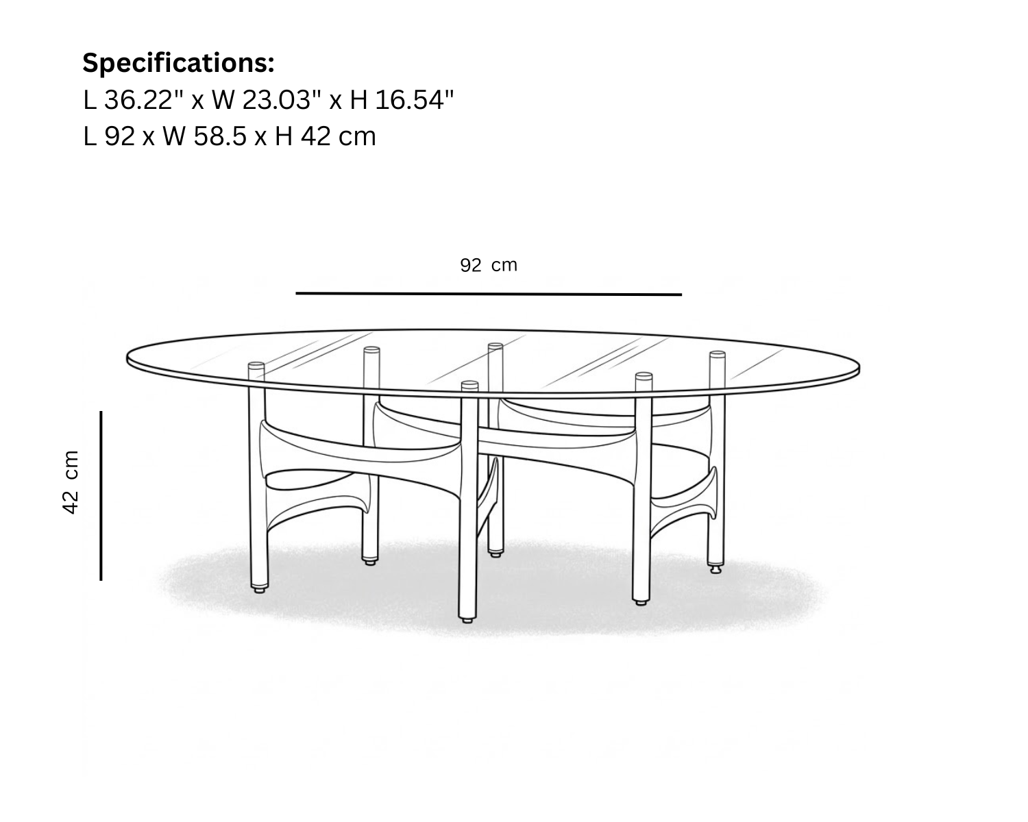 Link Coffee Table 16'' Without Glass Top