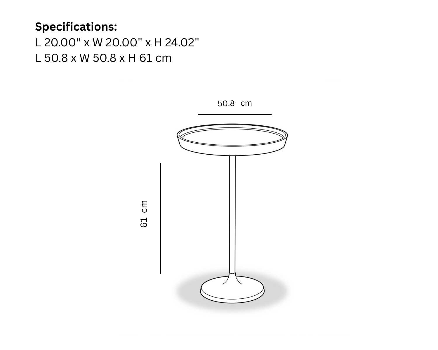 Just Where You Need It Table 20D x 24H