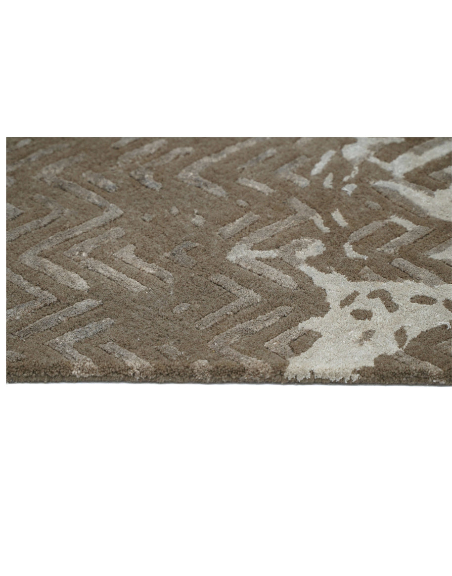 N E I M A N luxury handmade rug by Cherom in brown New Zealand wool, modern abstract design.