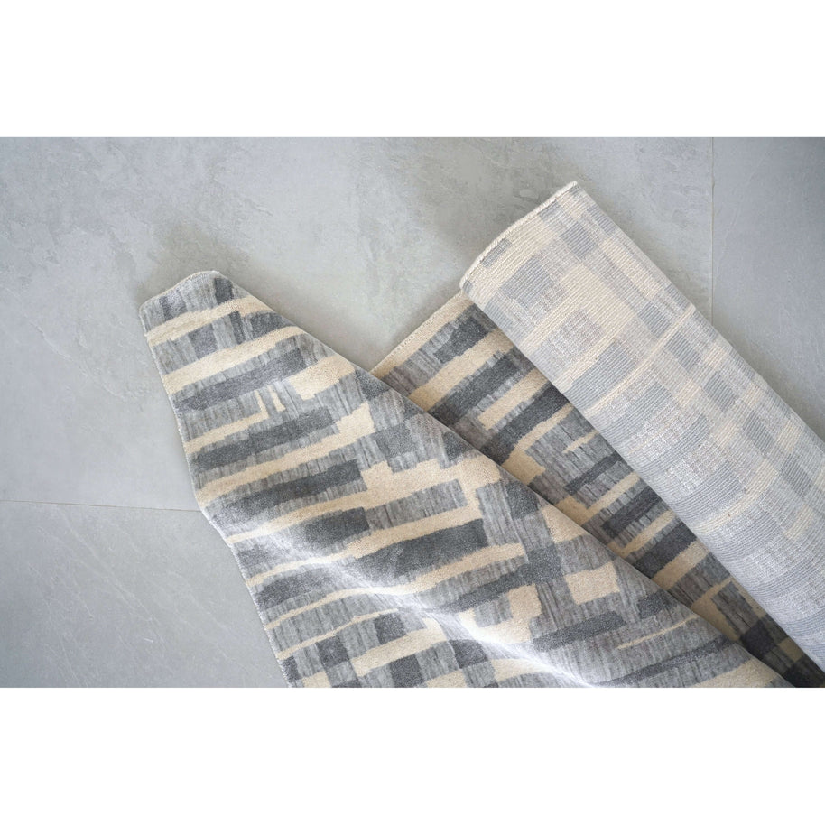 D E L M A R luxury handmade rug by Cherom, bamboo silk and wool, modern design.