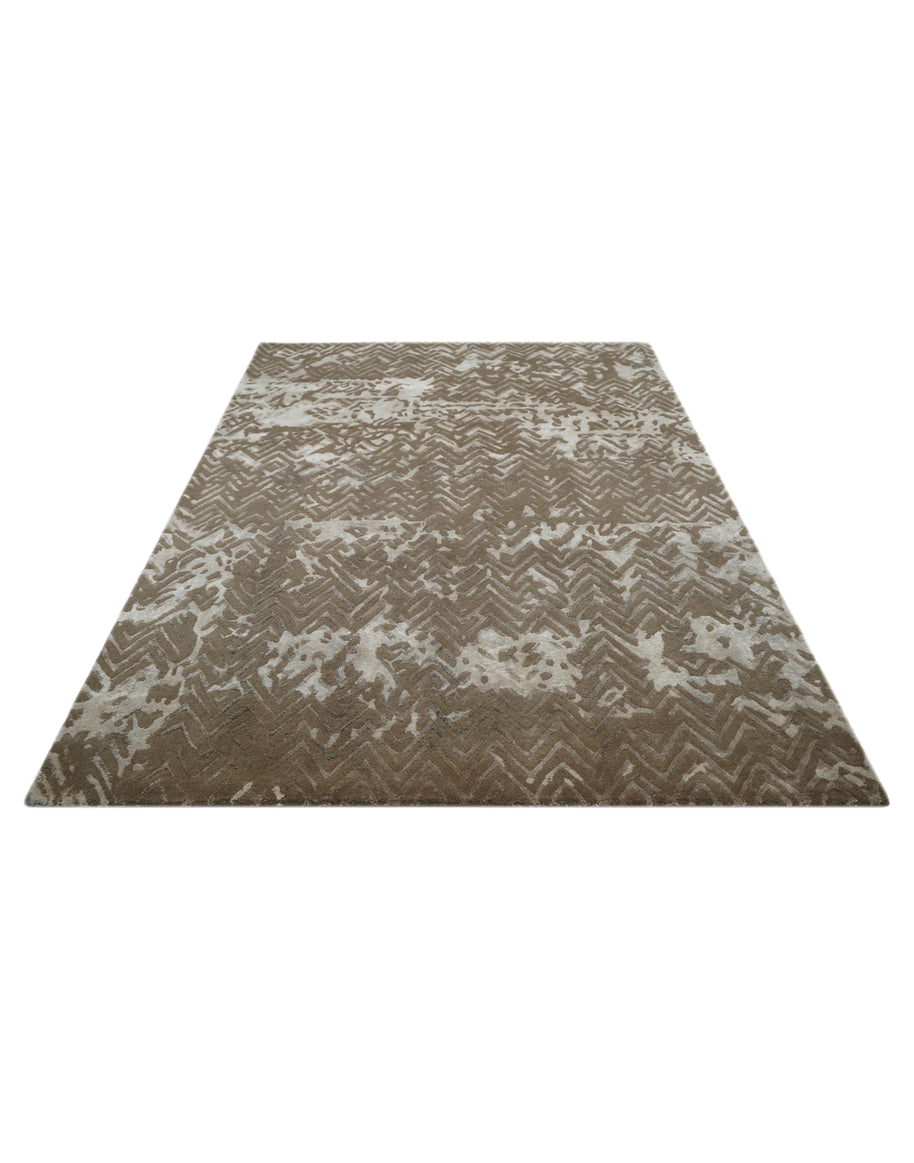 N E I M A N luxury handmade rug by Cherom in soft beige New Zealand wool with contemporary design.