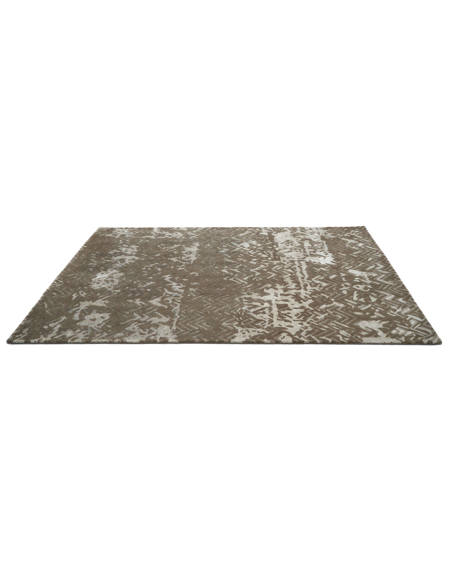 N E I M A N luxury handmade rug by Cherom in rich brown New Zealand wool with contemporary design.