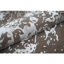 I R V I N G luxury handmade rug by Cherom in brown and gray New Zealand wool, modern abstract design.