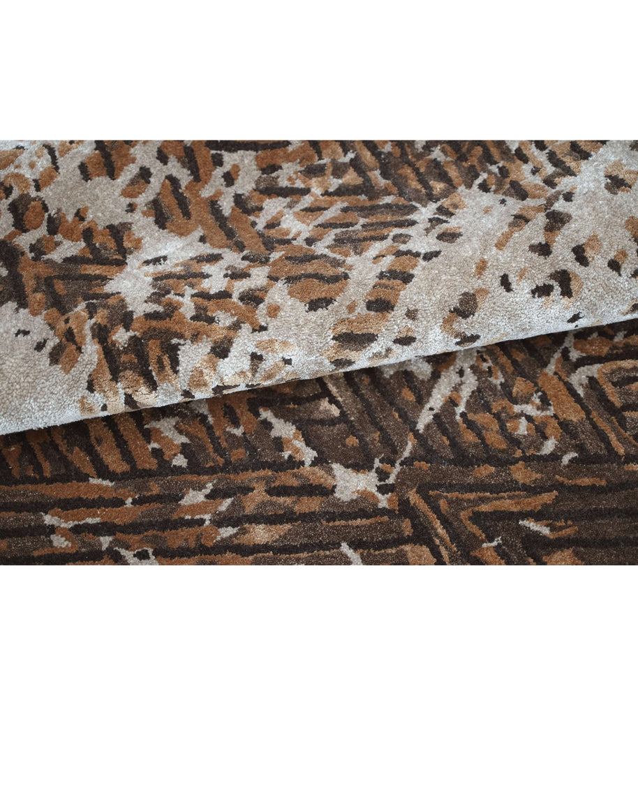 B E Z I E R luxury handmade rug by Cherom in brown and grey New Zealand wool.