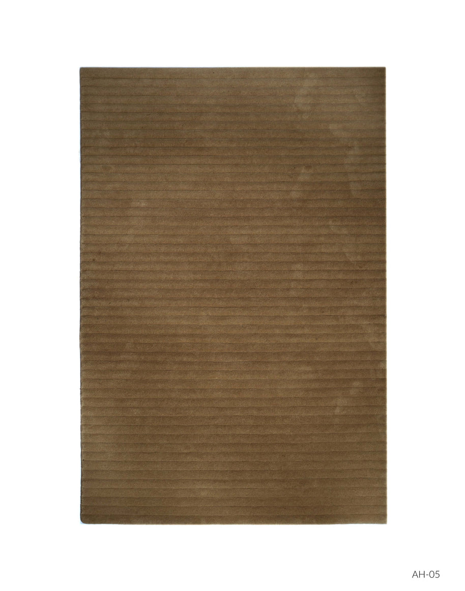 S C U L P T E D - C O R D U O Y luxury handmade rug by Cherom, brown New Zealand wool, contemporary design.