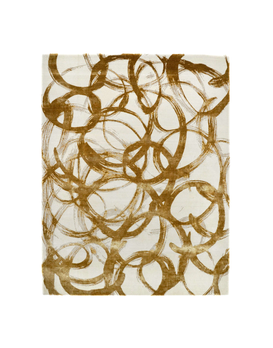 C O R E M luxury handmade rug by Cherom in ivory and gold, New Zealand wool.