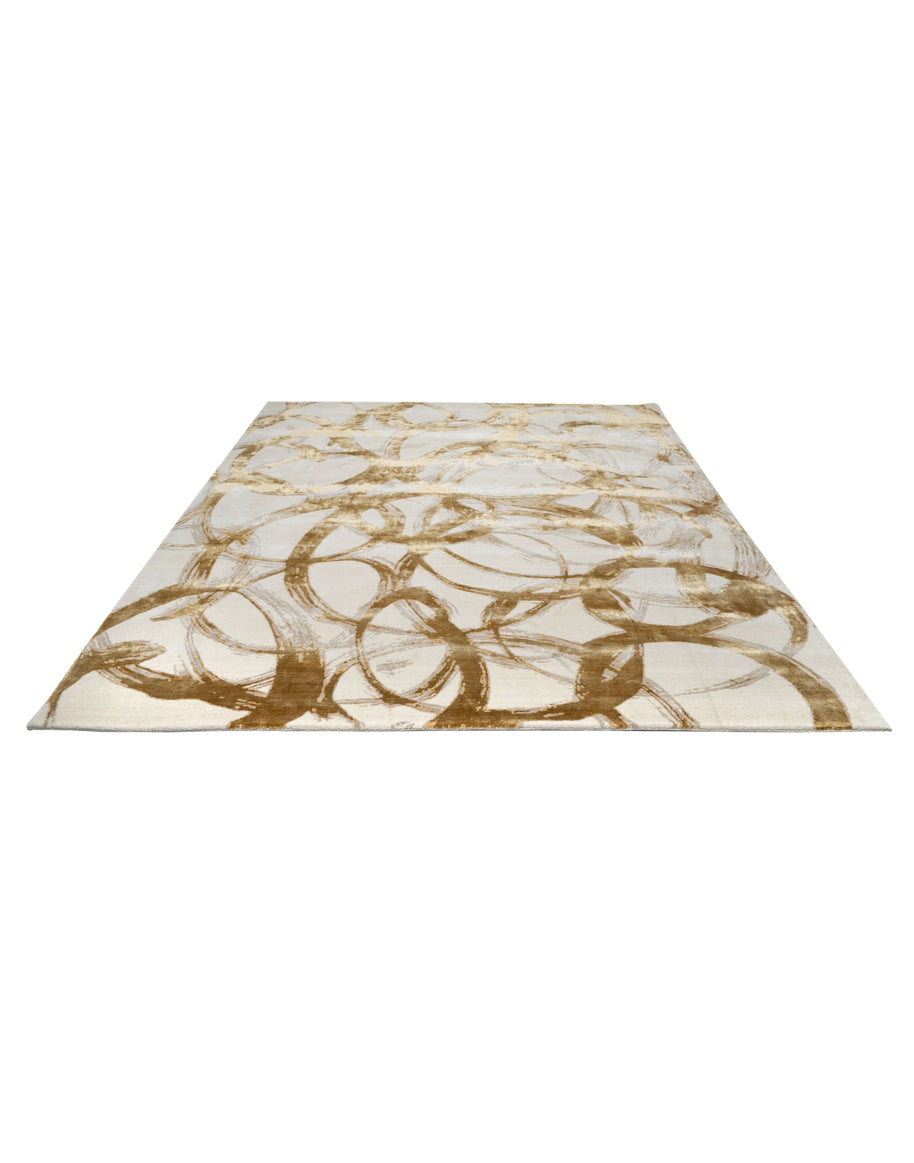 C O R E M luxury handmade rug by Cherom, New Zealand wool, modern design with gold accents.