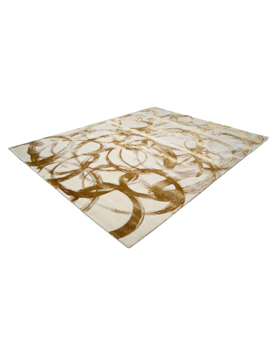 C O R E M luxury handmade rug by Cherom in gold New Zealand wool with contemporary design.
