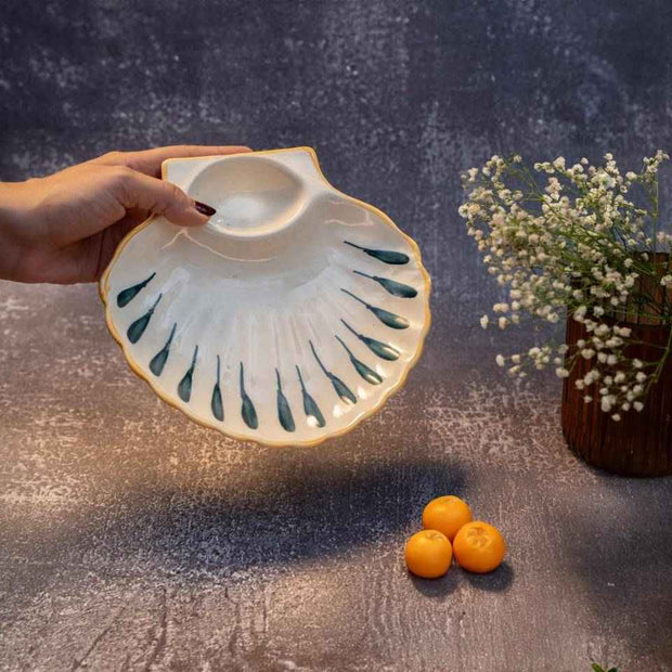 ArteCasa Seashell Serving Platter – Handmade Ceramic Serving Plate for Snacks, Desserts & Appetizers