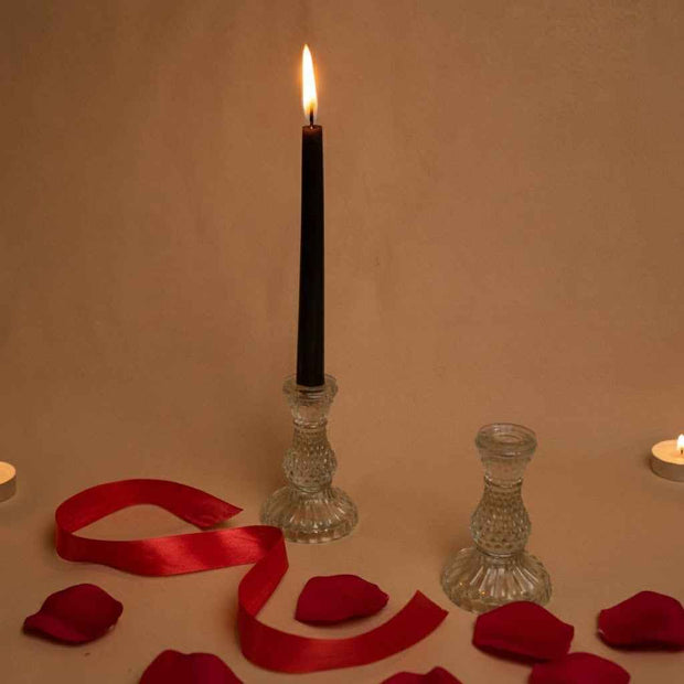 Midnight Flame Candle Set – Black Taper Candle with Stand | Artecasa