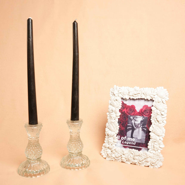 Midnight Flame Candle Set – Black Taper Candle with Stand | Artecasa