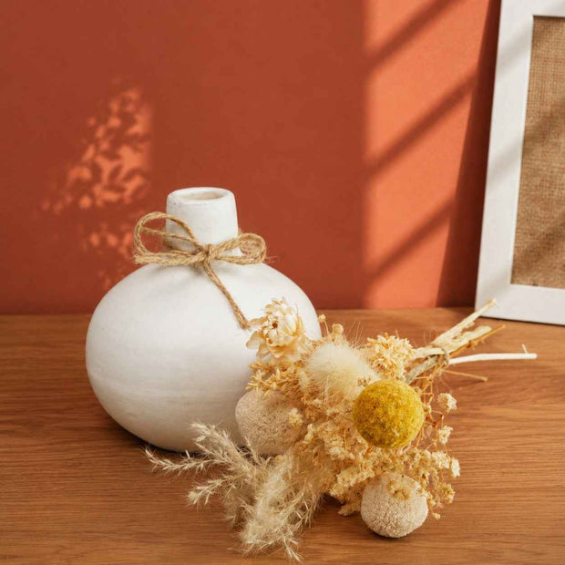 Moonstone Bloom Ceramic Vase with Dried Flowers | Elegant Home Décor