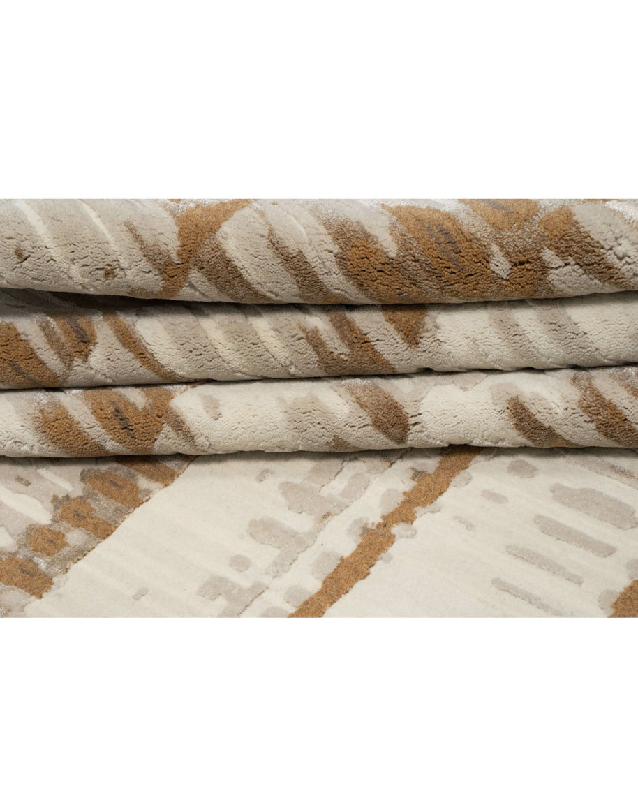 E D A N luxury handmade rug by Cherom in New Zealand wool, modern beige design.
