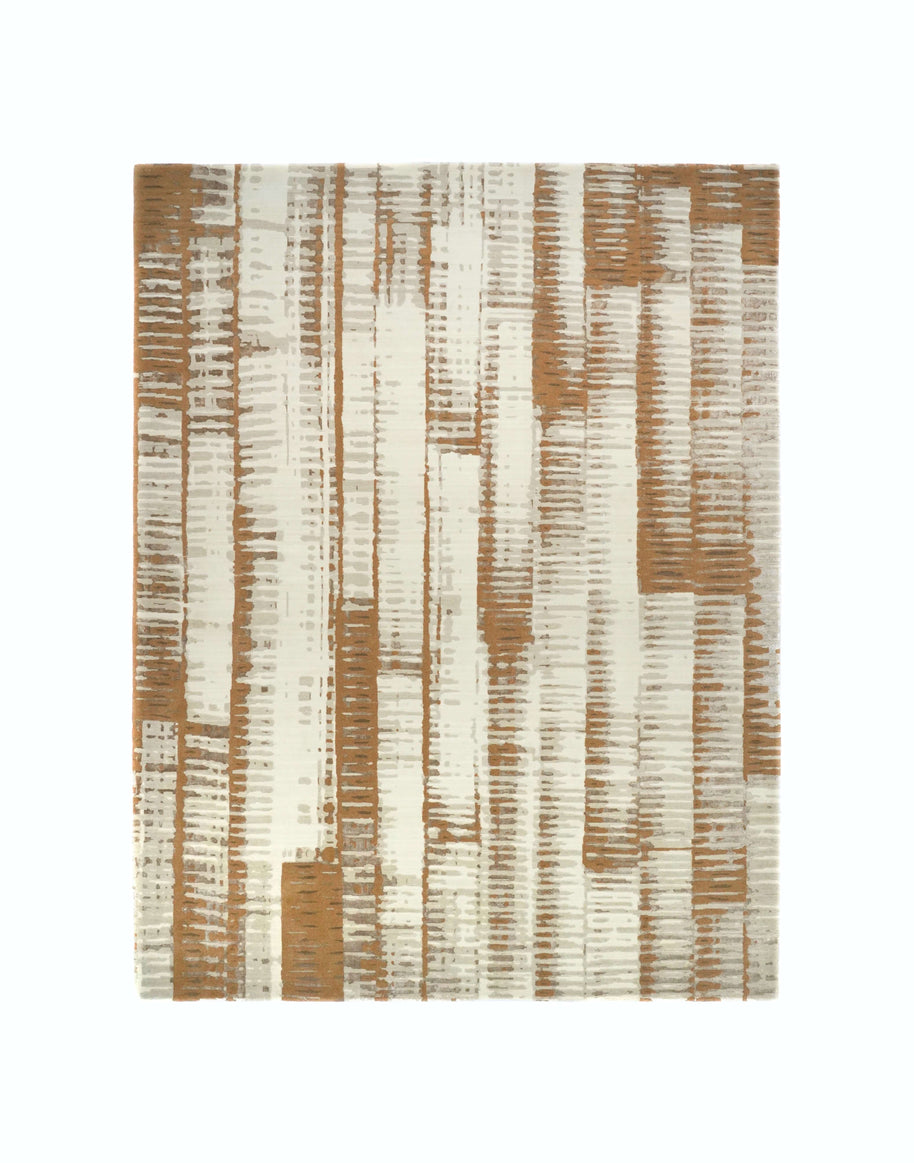E D A N luxury handmade rug by Cherom, New Zealand wool, modern design with ivory and brown colors.
