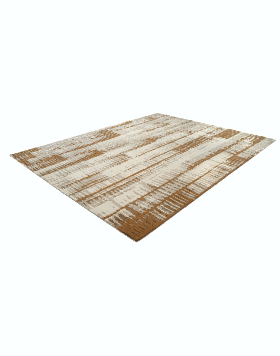 E D A N luxury handmade rug by Cherom in warm ivory and brown New Zealand wool, modern contemporary design.