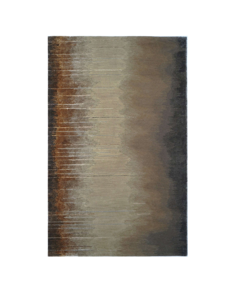 M O N E T luxury handmade rug by Cherom, neutral New Zealand wool, modern ombre design.