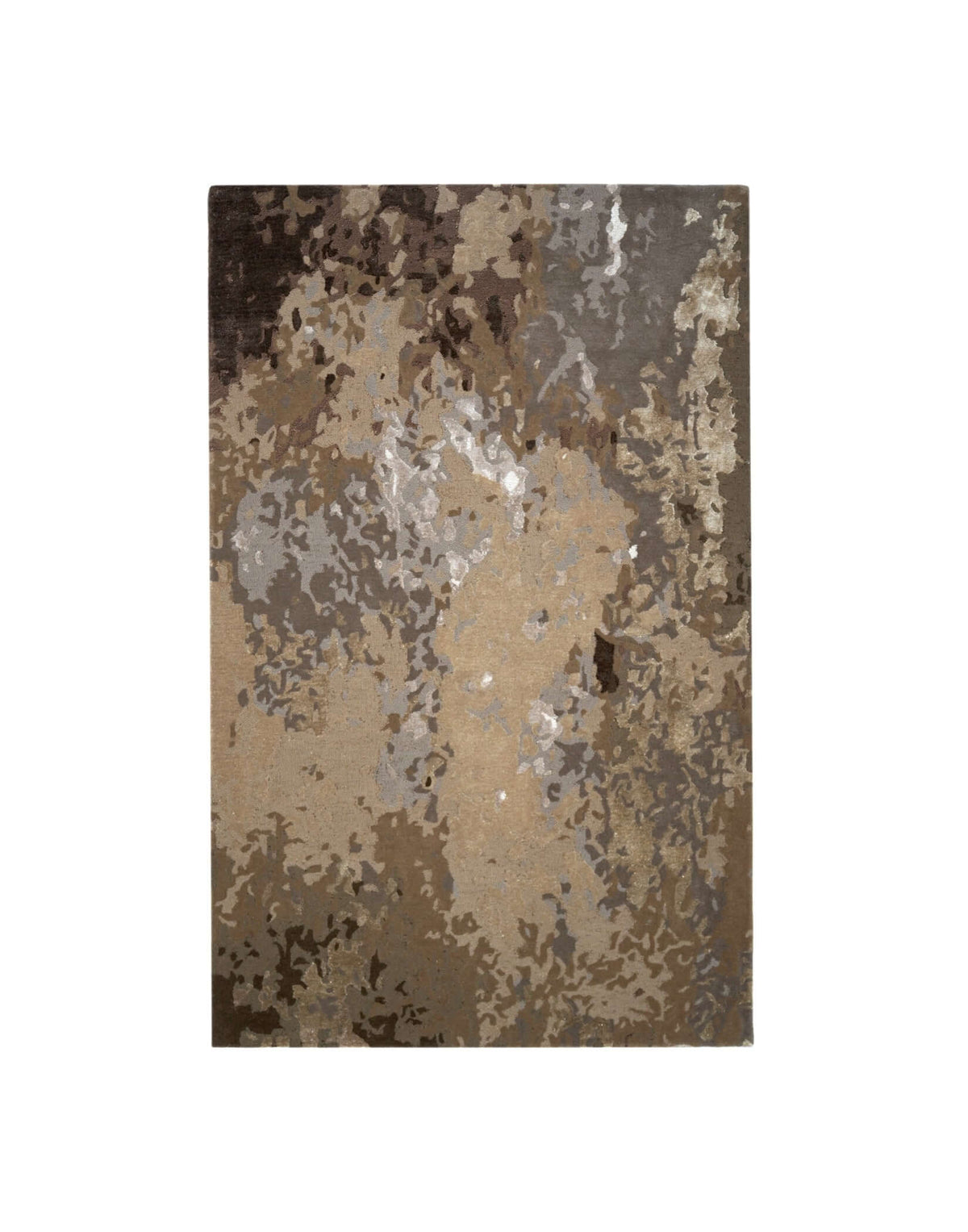A M A R A luxury handmade rug by Cherom in beige and brown, crafted from New Zealand wool and viscose.