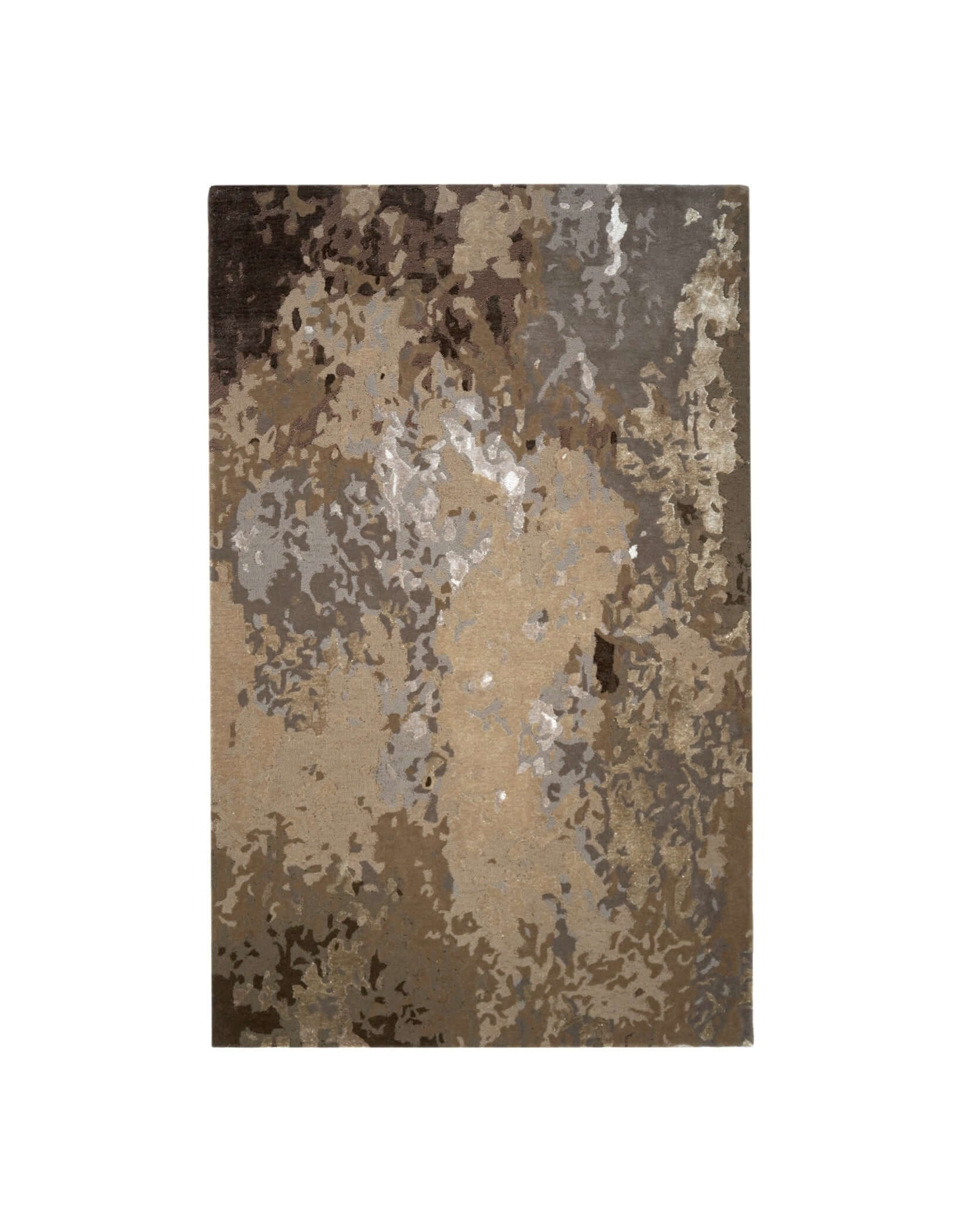 A M A R A luxury handmade rug by Cherom in beige and brown, crafted from New Zealand wool and viscose.