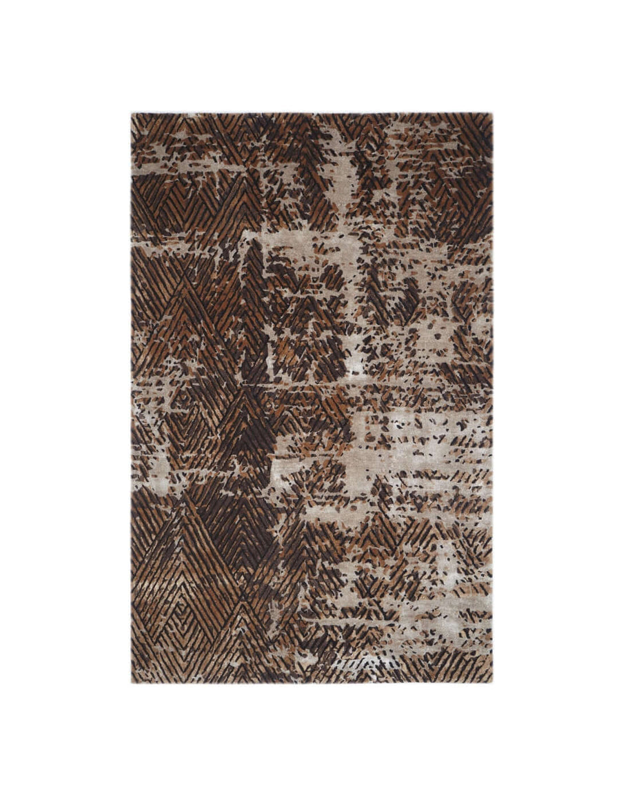 B E Z I E R luxury handmade rug by Cherom, modern rug in brown New Zealand wool, contemporary design.