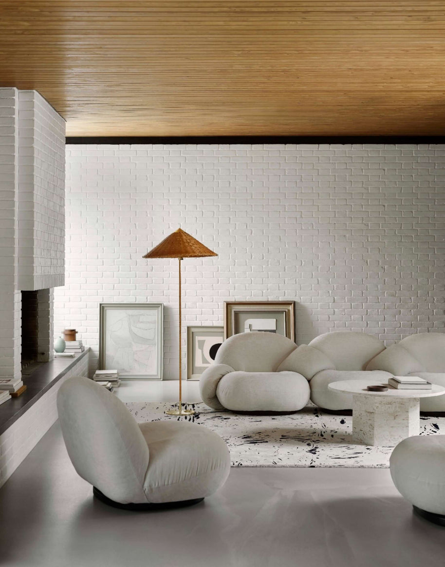 L E N O luxury handmade rug by Cherom, New Zealand wool, modern doodle design in contemporary living room.
